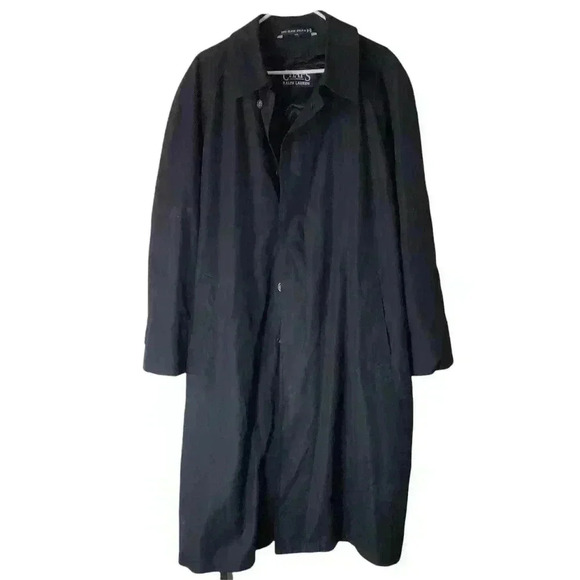 Chaps Ralph Lauren MensTrench Coat Overcoat Black Coat sz 44R - Picture 1 of 8